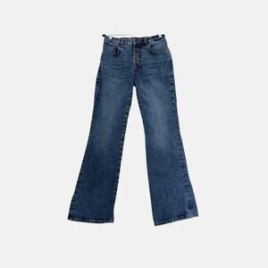 ZARA Jeans Womens 8 Blue Into The Classics Button Fly Flare Leg High Rise